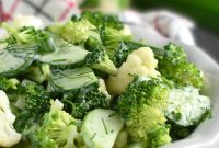 Crunchy Broccoli, Cauliflower & Cucumber Salad with Zesty Lemon