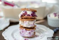 No-Churn Lemon Blueberry Cheesecake Ice Cream Sandwiches