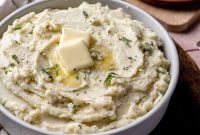 Roasted Garlic & Blue Cheese Mashed Potatoes with Tarragon
