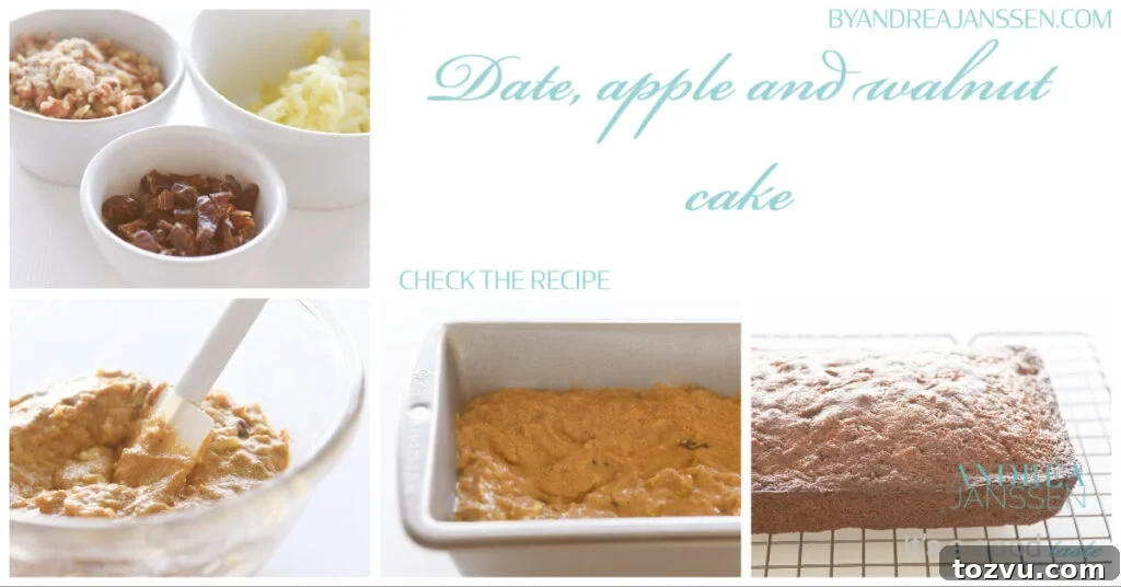 Date, apple and walnut cake