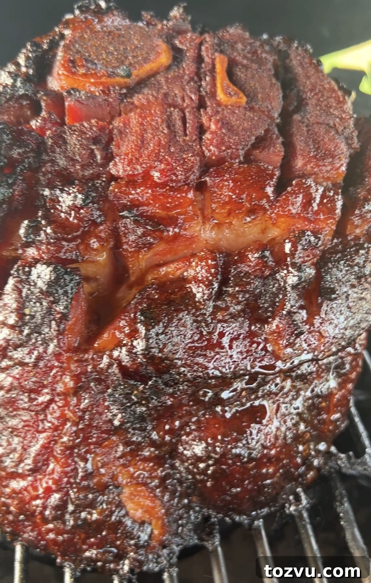 Grilling ham with blackberry glaze.