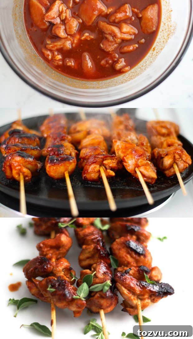 Stovetop Sambal Chicken Skewers Served on Fresh Greens 3 Sambal Chicken Skewers