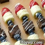 Healthy Summer Red, White and Blue Fruit Brownie Kebabs - Featured Image