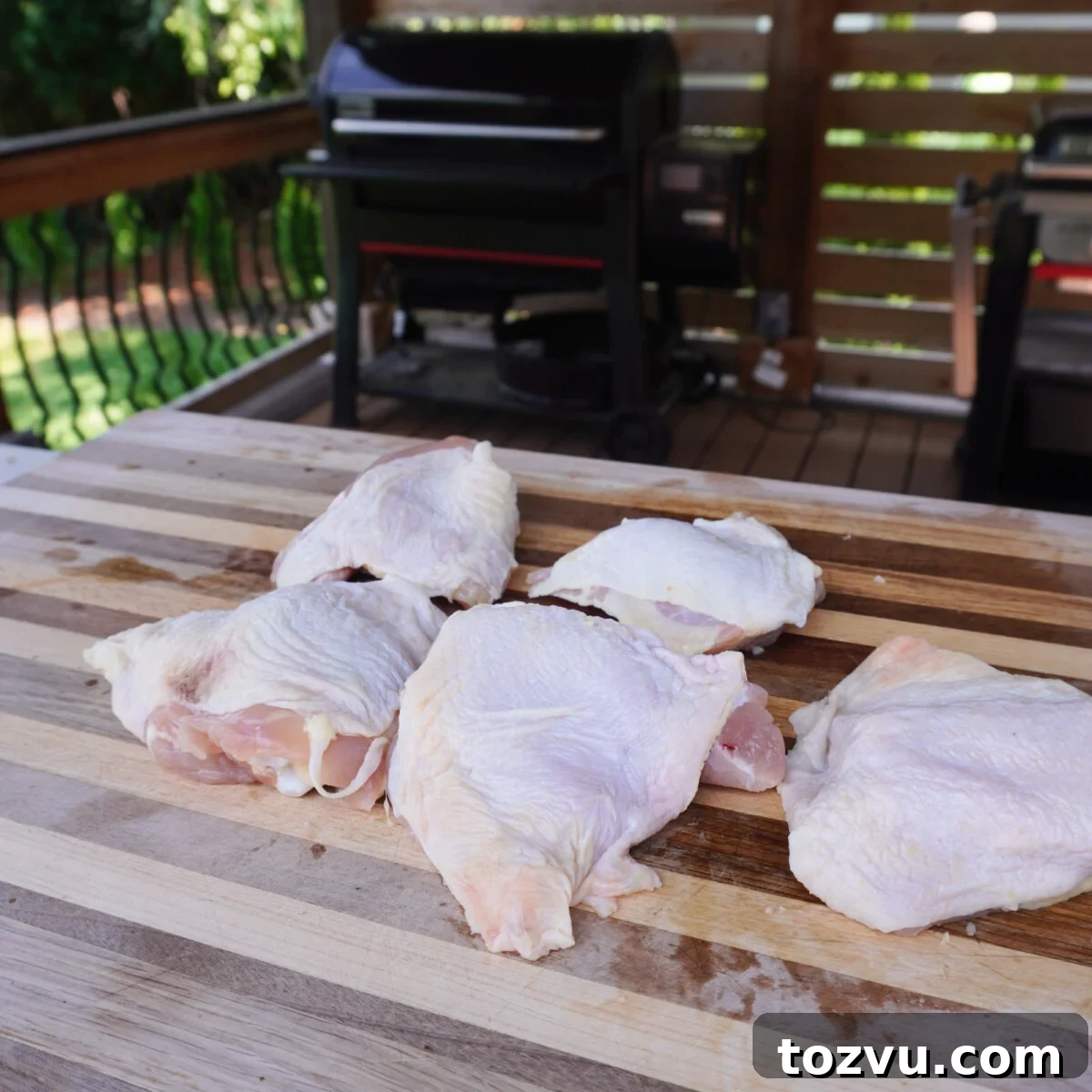 trimmed raw chicken thighs.