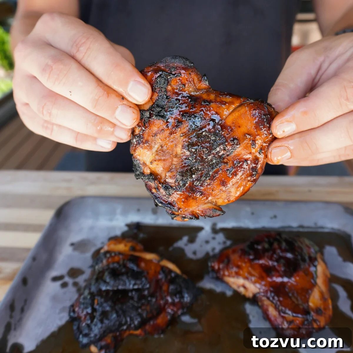 perfectly grilled chicken thighs.