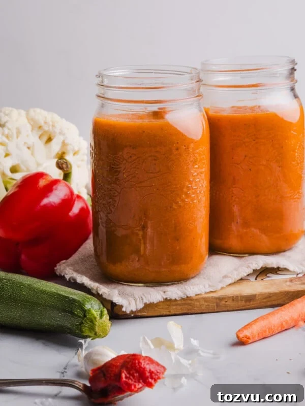 Hidden veggie pasta sauce in mason jars.