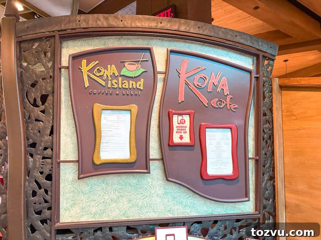 Kona Island Polynesian Resort: Authentic Hawaiian Getaway 3 Kona Island and Kona Cafe menu board.