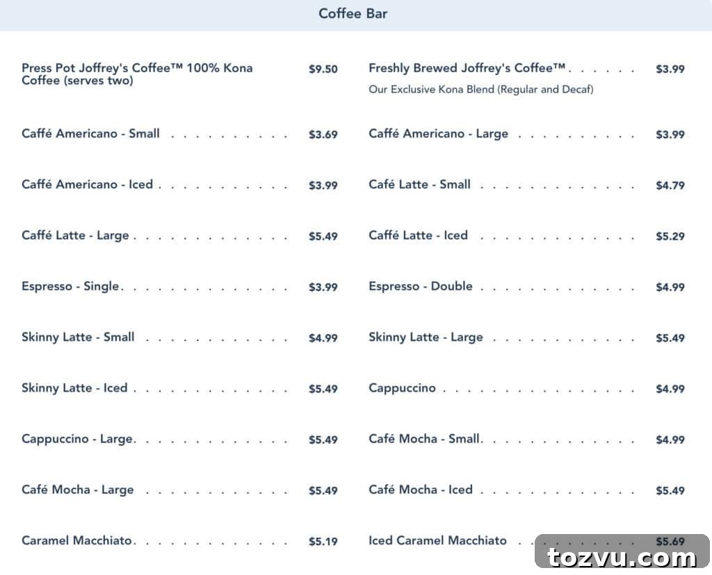 Kona Island Polynesian Resort: Authentic Hawaiian Getaway 7 coffee bar menu from Kona Island.