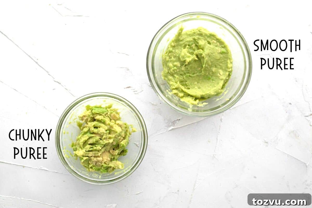 How to Make Avocado Puree for Baby Food 6 smooth and chunky avocado textures