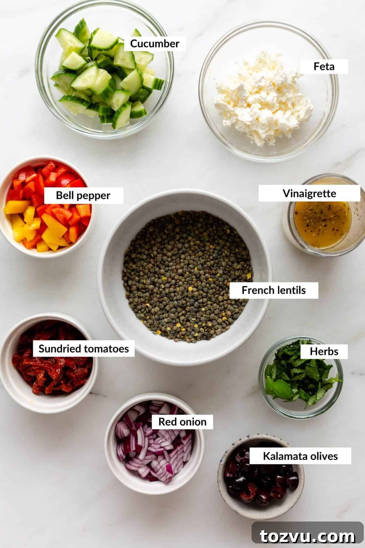 Zesty Mediterranean Lentil Salad with Feta and Fresh Herbs 3 Ingredients for Mediterranean lentil salad