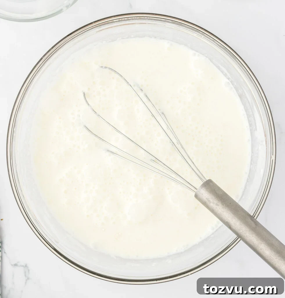 milk, heavy cream, and flour mixed together