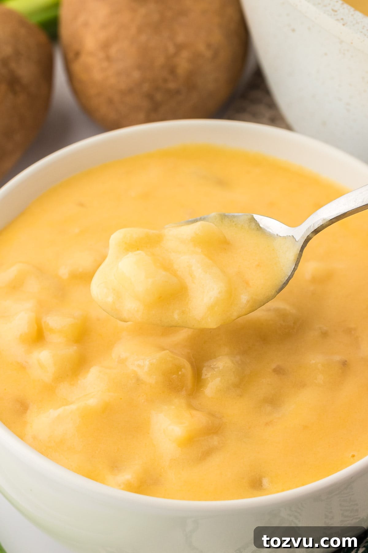 potato soup in a bowl