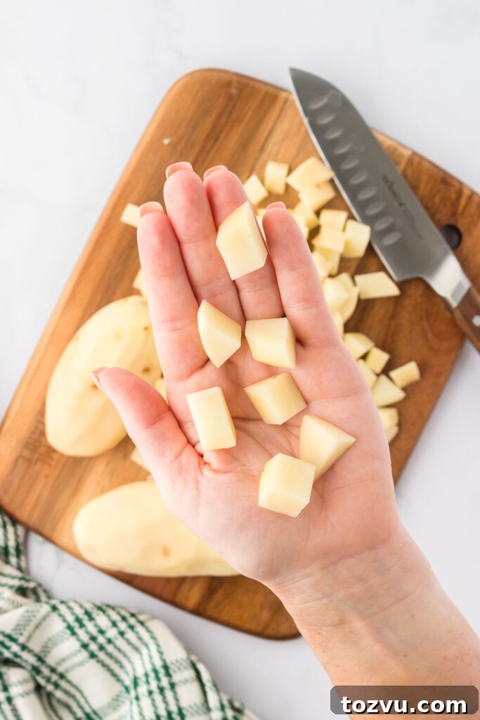 diced peeled potatoes