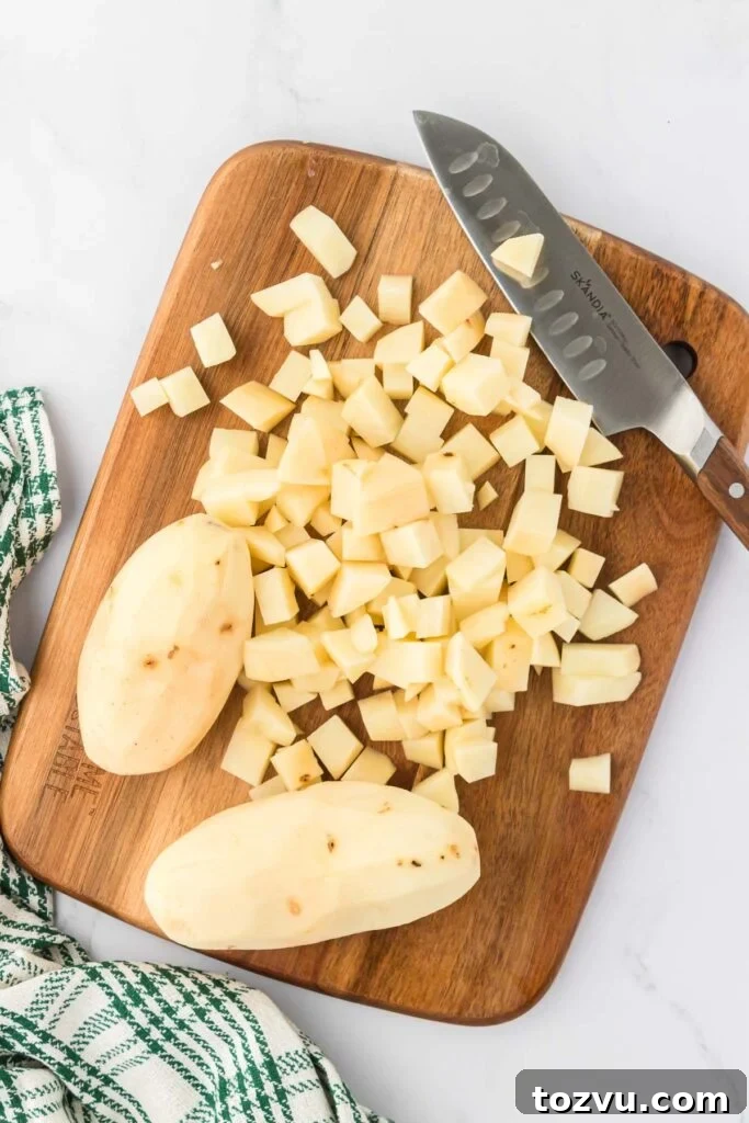 diced peeled potatoes