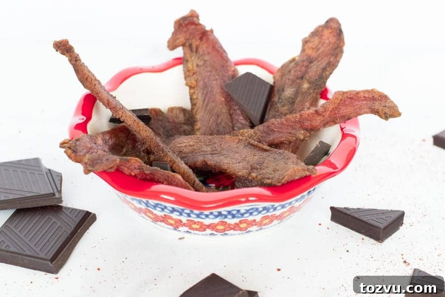 Mole turkey jerky with chocolate