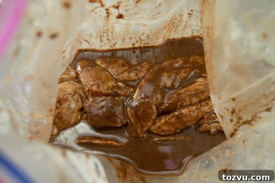 Mole-Spiced Turkey Jerky Recipe 5 Mole turkey jerky in ziplock bag marinating