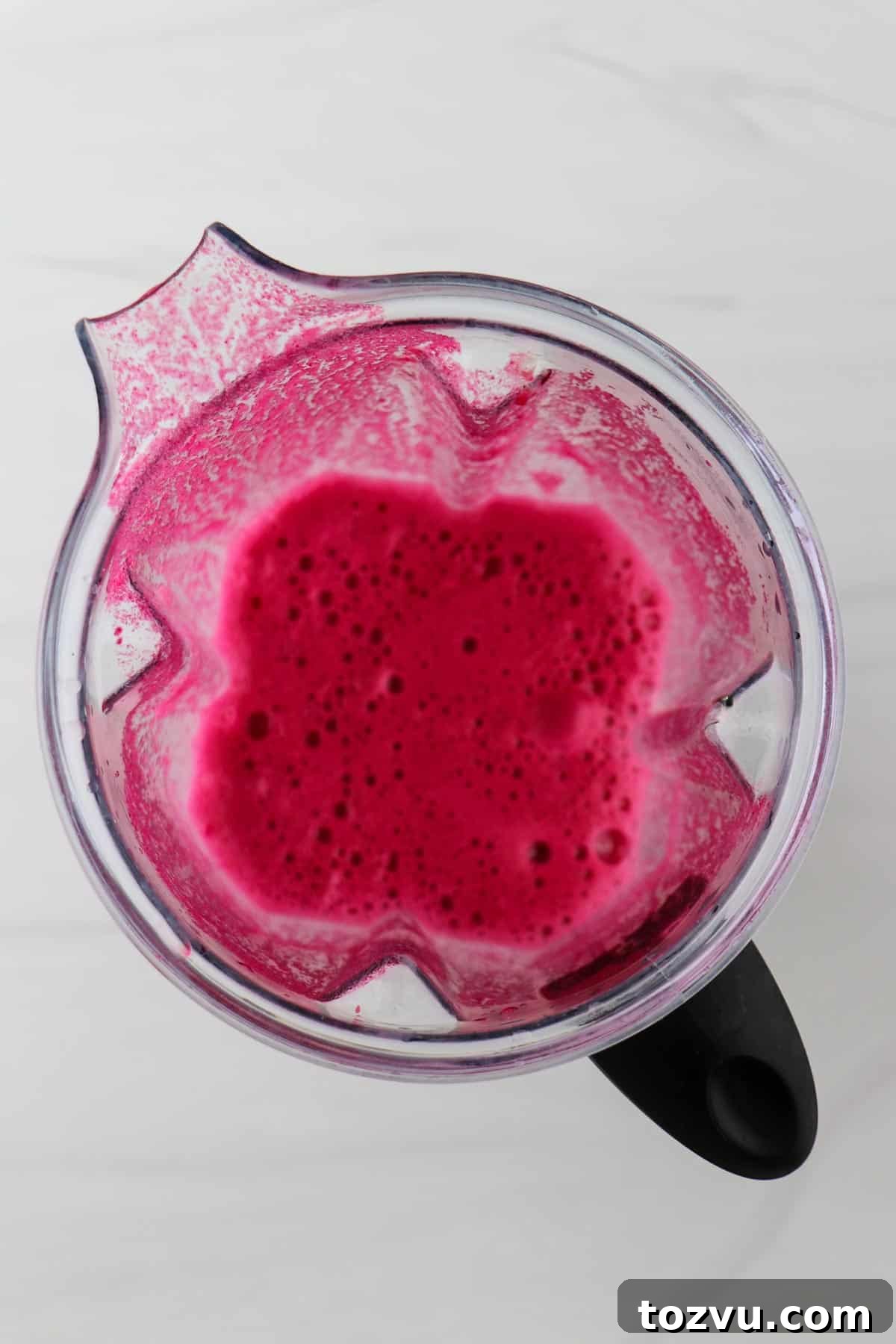 Blender Beet Juice Recipe: Quick Homemade Beet Juice 5 Beet juice in a blender container.
