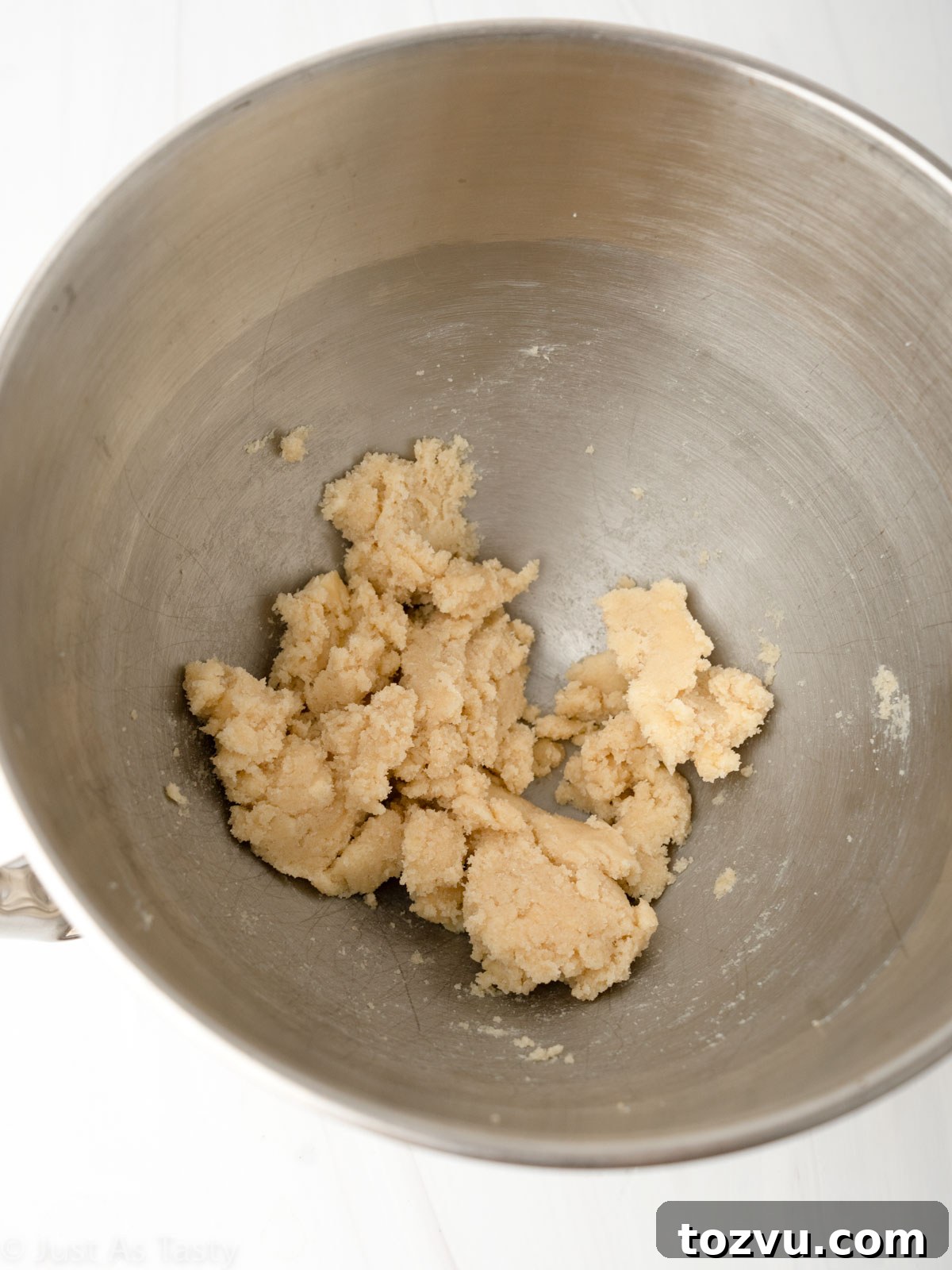 Creamed butter and sugar in a bowl.
