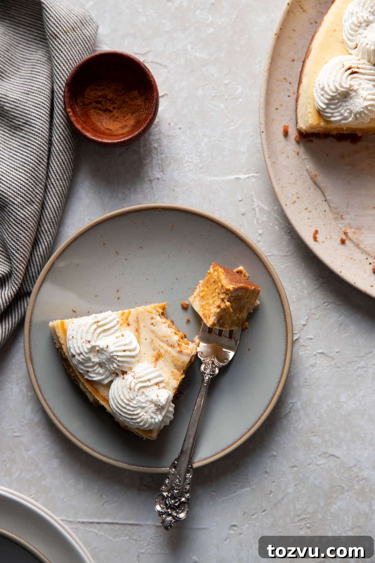 Creamy Pumpkin Swirl Cheesecake Recipe 10 slice of pumpkin cheesecake