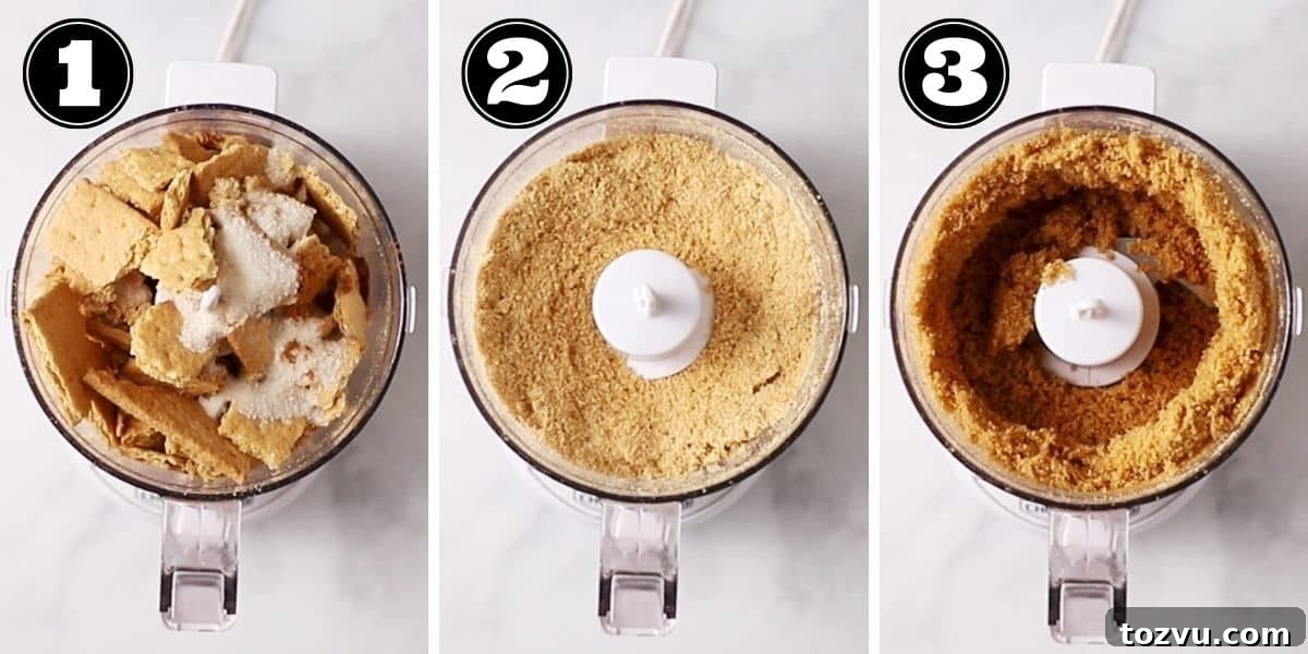 Creamy Pumpkin Swirl Cheesecake Recipe 6 step by step preparing graham cracker crust
