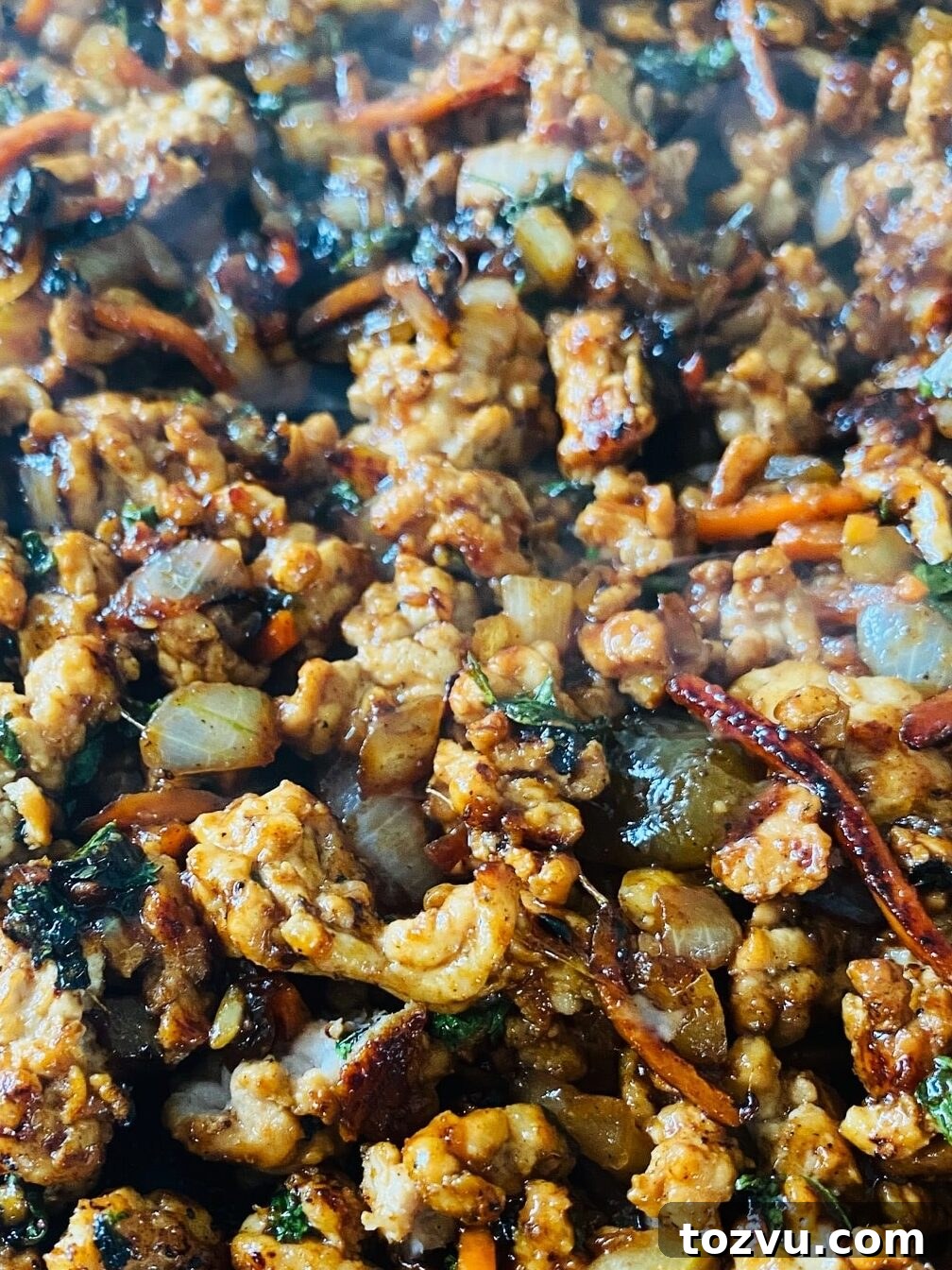 Indian-Spiced Lettuce Wraps: Fresh Flavor in Every Bite 7 stir fry still in skillet