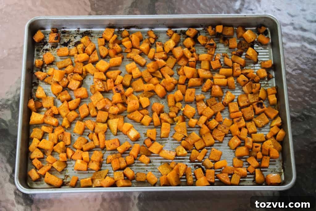 Roasted butternut squash golden and caramelized