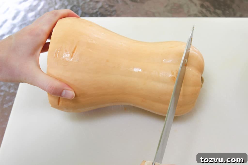 Cut squash in half vertically