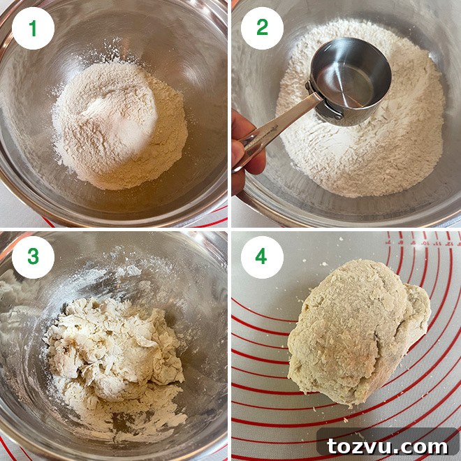 step by step picture collage of making momos dough