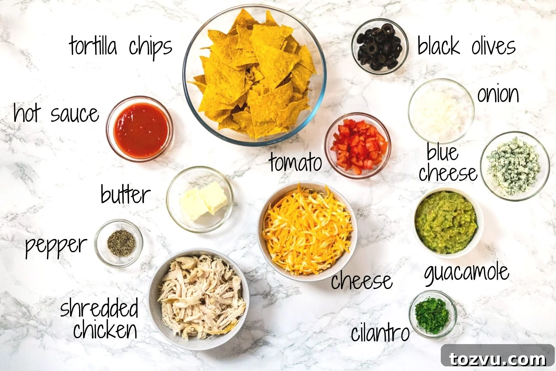 Loaded Buffalo Chicken Nachos with Creamy Ranch Drizzle 3 Ingredients for Buffalo chicken nachos