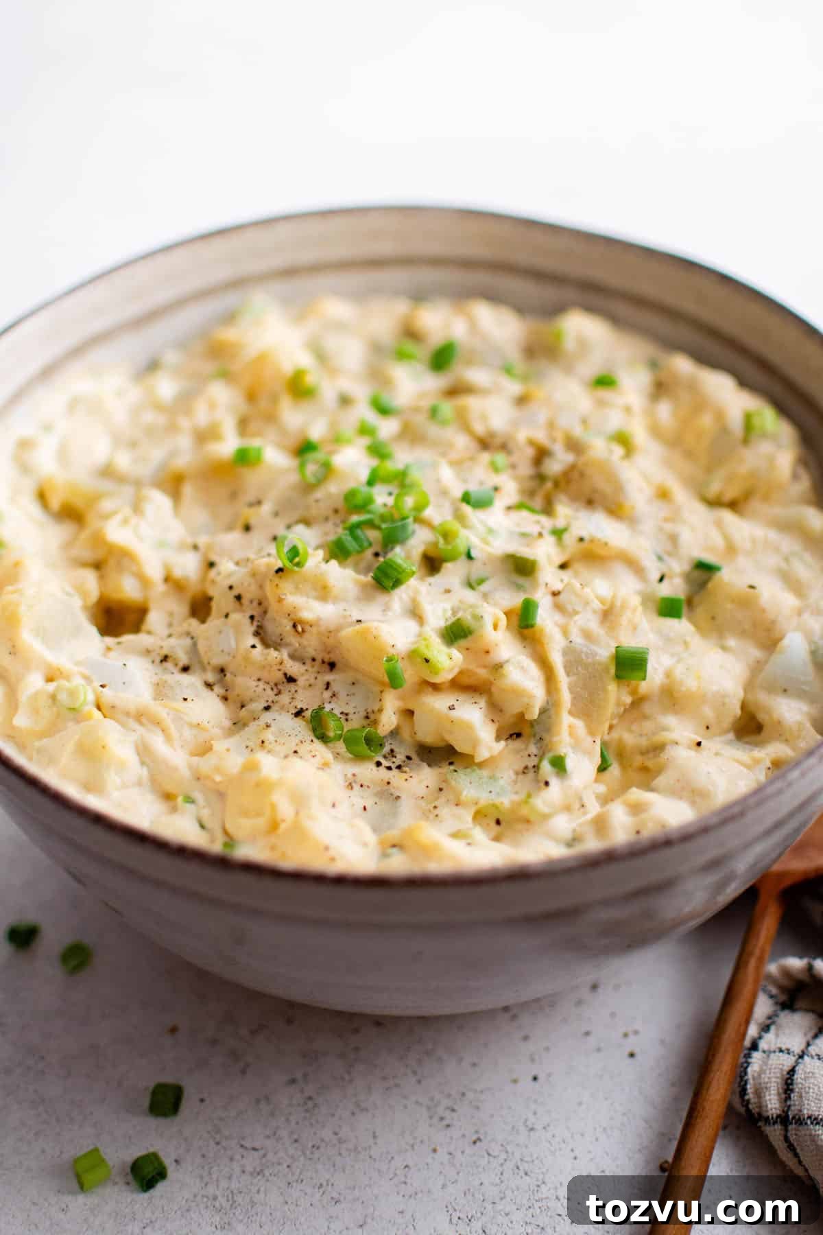 Classic Creamy Potato Salad Recipe 4 potato salad in a serving bowl