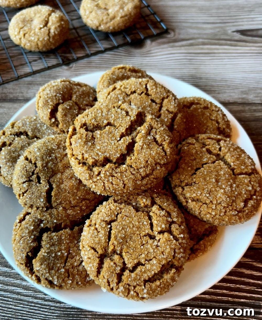 Freshly baked ginger cookies on rack