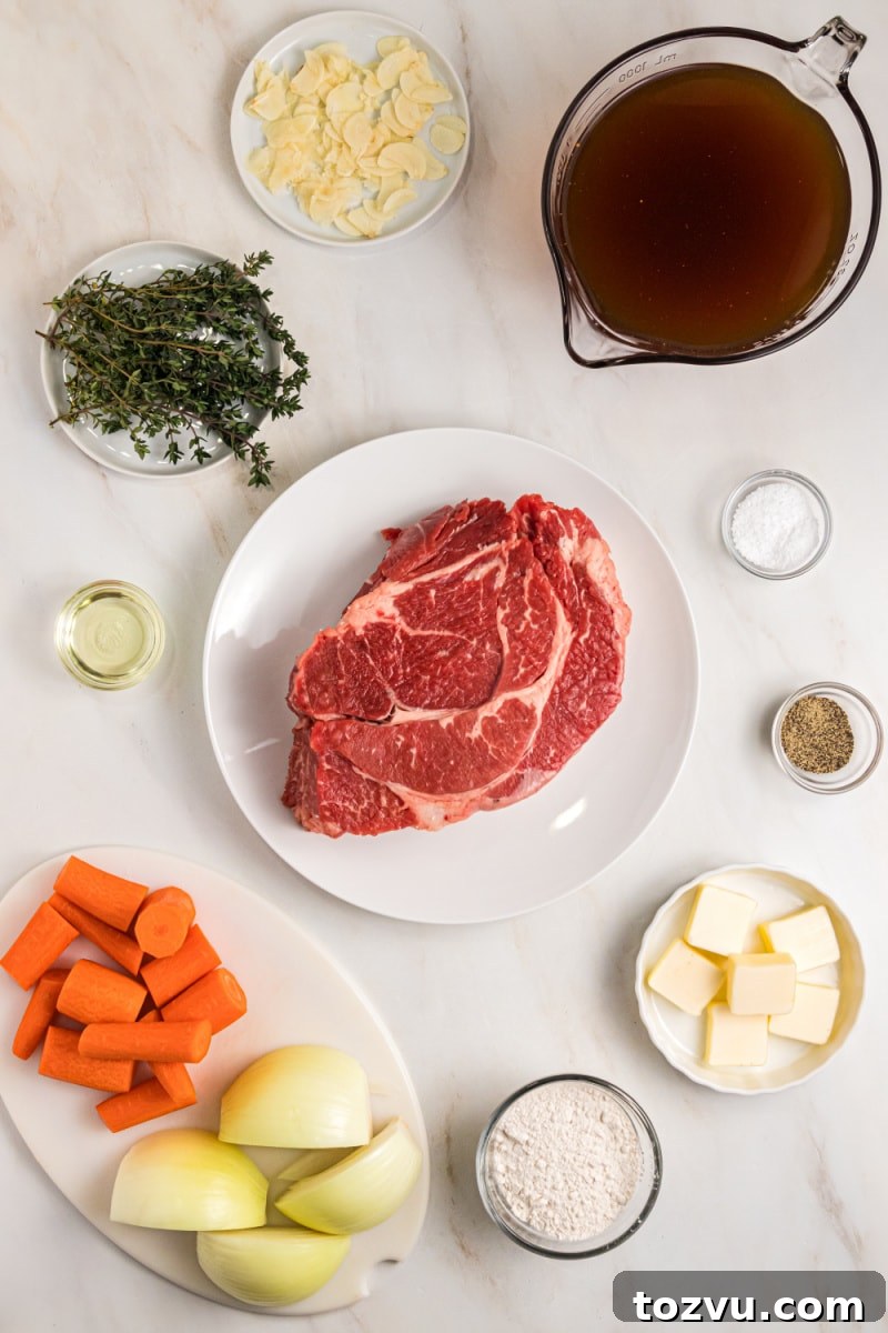 ingredients displayed for making mom's pot roast