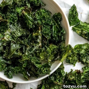 completed Crispy Baked Kale Chips in a bowl