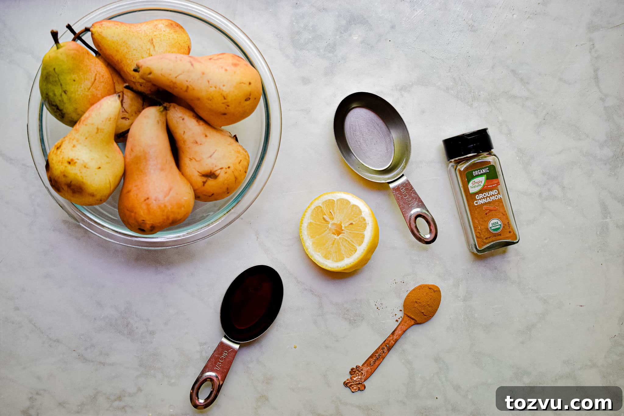 Quick Instant Pot Pear Butter Recipe 3 An overhead shot of the ingredients.