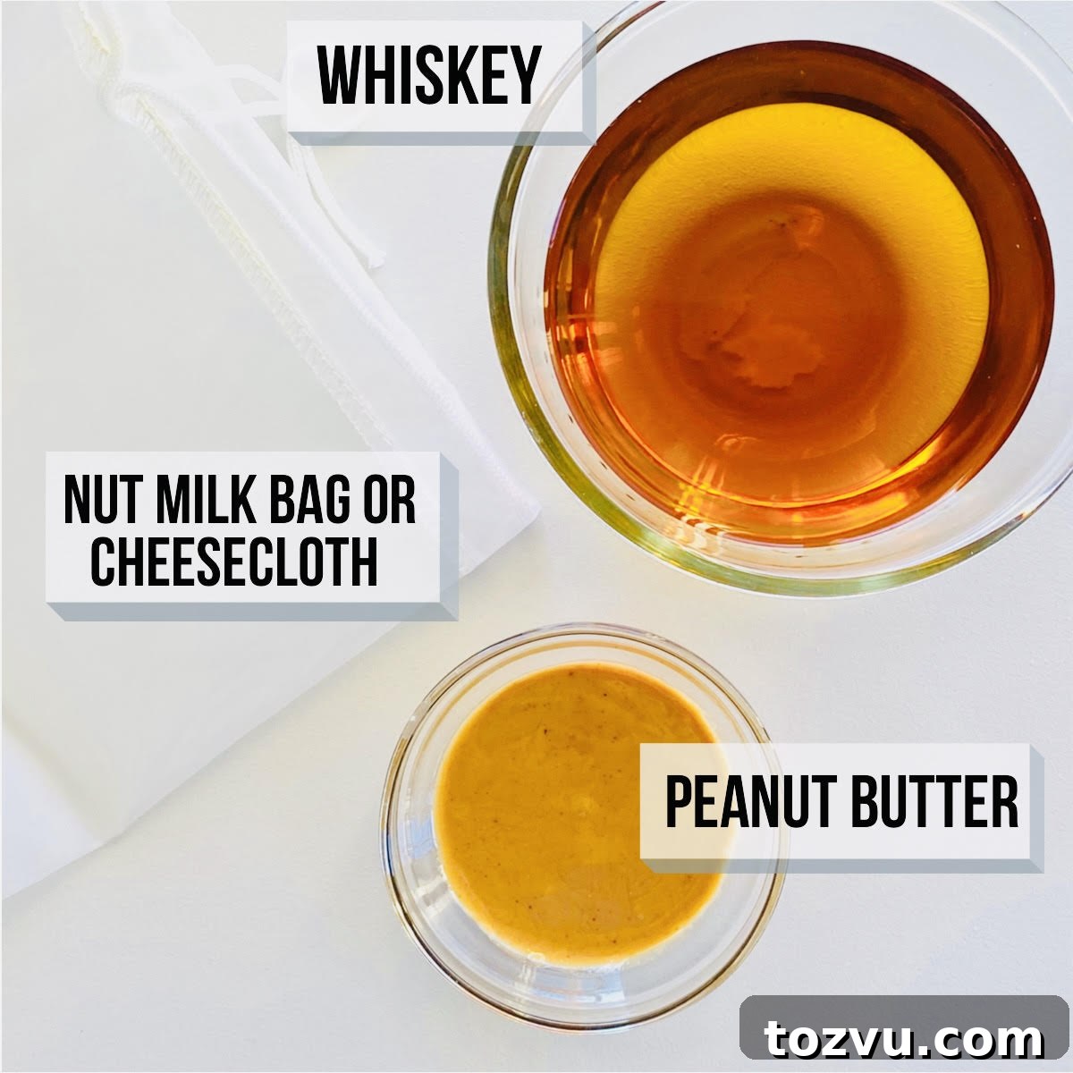 Peanut Butter Whiskey: Brands, Recipes & Cocktail Ideas 4 peanut butter whiskey ingredients labeled